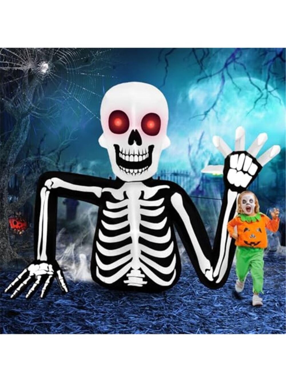 6FT Tall Halloween Inflatable Skull Skeleton Outdoor Decoration
